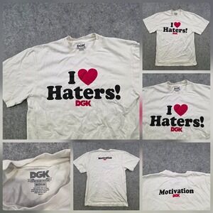 DGK Shirt Mens Medium White I Love Haters Motivation Graphic Tee Streetwear
